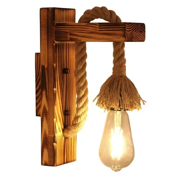 Винтажный деревянный настенный светильник из пеньковой веревки, настенный светильник для кухни ресторана, кофейни, Ретро фермерского дома, для домашнего декора, светильник Ing Fixtue