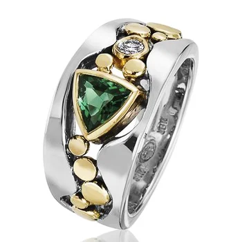 Женские кольца Huitan, ювелирные изделия, Уникальный Треугольный зеленый камень, подарок на годовщину для женщин, подарок на День рождения матери, Модные кольца на палец