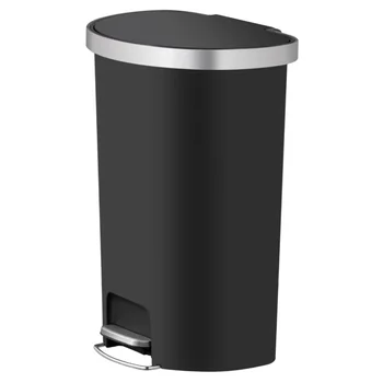 Пластиковое полукруглое мусорное ведро для кухонной лестницы на 14,5 галлона, черное