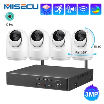 MISECU CCTV 8CH 3MP Беспроводная система камеры безопасности Автоматическое отслеживание Обнаружения человека Умный Дом Двухсторонняя связь Радионяня
