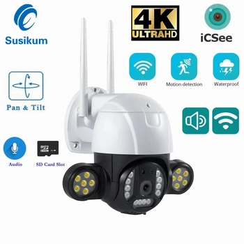 8-мегапиксельная беспроводная IP-камера безопасности, наружная iCSee, Умный дом, обнаружение человека, водонепроницаемая 4K Скоростная купольная PTZ WIFI камера