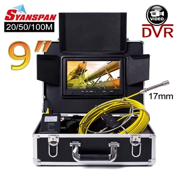 SYANSPAN 9I Монитор 17 мм 20/50/100 м Камера для осмотра труб, 8 ГБ Видеозапись DVR IP68 Дренажный Трубопровод Промышленный Эндоскоп