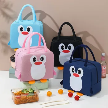 Мультяшный пингвин, изоляционная сумка для ланча, Милая женская детская термосумка для Бенто, сумка-холодильник, контейнер для хранения для путешествий, пикника