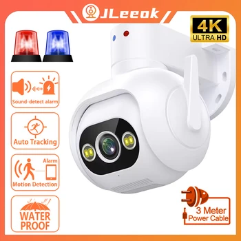 JLeeok 4K 8MP WIFI PTZ-Камера 10X Zoom Автоматическое Отслеживание Звуковой Сигнализации Безопасности CCTV Полицейское Освещение IP-камера iCam365