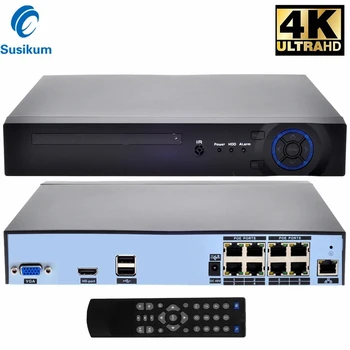 H.265 4K 8MP CCTV POE NVR Рекордер 4CH 8CH IP Security POE Сетевой Видеомагнитофон XMEye APP Для системы IP-видеонаблюдения