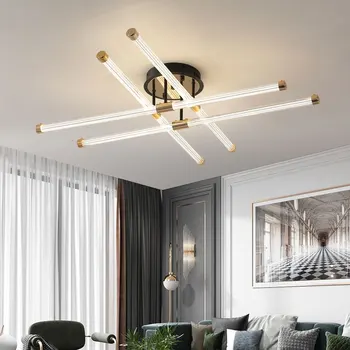 Новые светодиодные потолочные светильники, акриловый подвесной светильник для гостиной, столовой, Современный золотой и черный кухонный потолочный светильник plafonnier