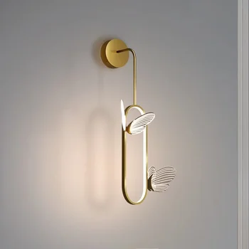 Современный золотой настенный светильник минималистичный романтический дизайн Милая бабочка акриловая лампа для домашнего интерьера Лофт Украшение внутреннего настенного светильника