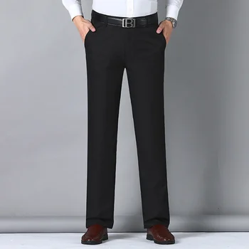 2023 Брендовые мужские брюки i талия Черные костюмные брюки Мужские брюки Оловянные Прямые Свободные Формальные деловые повседневные мужские брюки