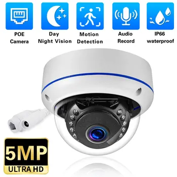 Домашняя камера видеонаблюдения с обнаружением движения, Уличные Водонепроницаемые пулевые камеры HD 5MP POE IP-камера мониторинга