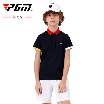 Детская футболка для гольфа PGM, одежда для гольфа для мальчиков, быстросохнущие рубашки для гольфа для детей, летняя дышащая форма для гольфа с короткими рукавами