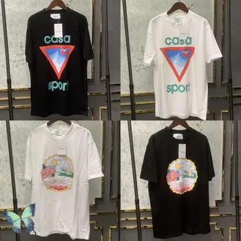 Летние Мужские И женские футболки CASABLANCA, Треугольная футболка с принтом Солнца и Птицы 3XL
