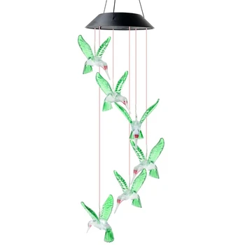 6X Светодиодная лампа с Солнечным Ветровым перезвоном, лампа с Птичьим Ветровым перезвоном, Подвесная лампа с Декоративным Перезвоном, лампа, меняющая цвет, Солнечная лампа