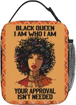 Афроамериканская женская сумка для ланча Afro Black Queen, утепленная коробка, Герметичные прочные портативные сумки многоразового использования, большие
