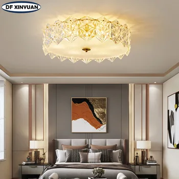 Современная хрустальная потолочная лампа для гостиной креативная круглая потолочная люстра вилла квартира спальня декоративная лампа освещение прохода