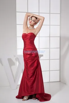 бесплатная доставка, vestidos трапециевидной формы, новое поступление 2015, горячая сексуальная милая плюс вечернее платье на заказ из красной тафты, длинные платья подружек Невесты