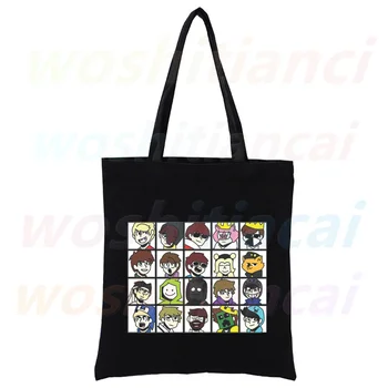 Dream Smp, холщовая сумка для покупок в стиле хип-хоп с мультяшной графикой, Женская сумка-тоут для девочек, Эко-сумки на плечо для покупок, прямая поставка