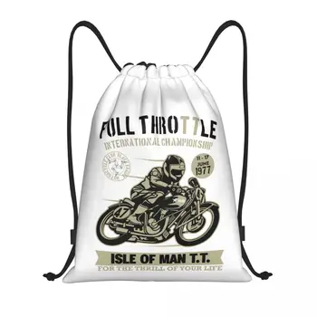 Винтажный рюкзак TT Motorcycle Racer на шнурке, Женский Мужской рюкзак для спортзала, Переносная сумка для покупок Isle of Man
