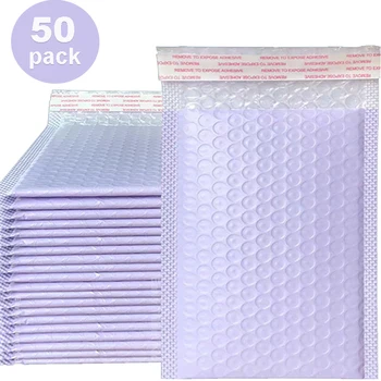 Упаковка 50 пузырчатых конвертов фиолетовые/красочные упаковочные пакеты Самоуплотняющийся заполненный конверт Транспортная упаковка Защита от падения