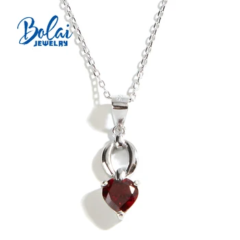 Ожерелье с подвеской из стерлингового серебра 925 пробы, Натуральный Мозамбикский Красный гранат в форме сердца, драгоценный камень 6 мм, простой дизайн, изысканные ювелирные изделия для девочек